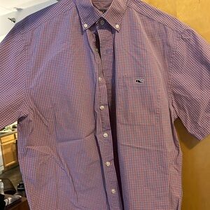 Vineyard Vines Men's Pink and Blue Checkered Shirt